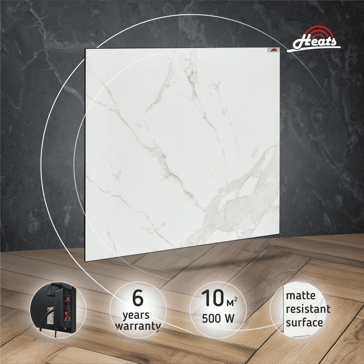 Ceramic Heater Heats 500 Oro with Thermostat