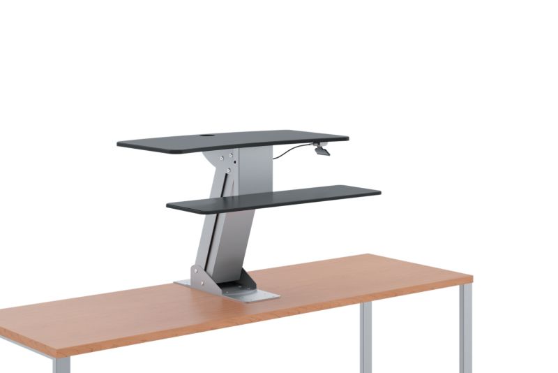 HON Directional Sit to Stand Desktop, Silver/Black