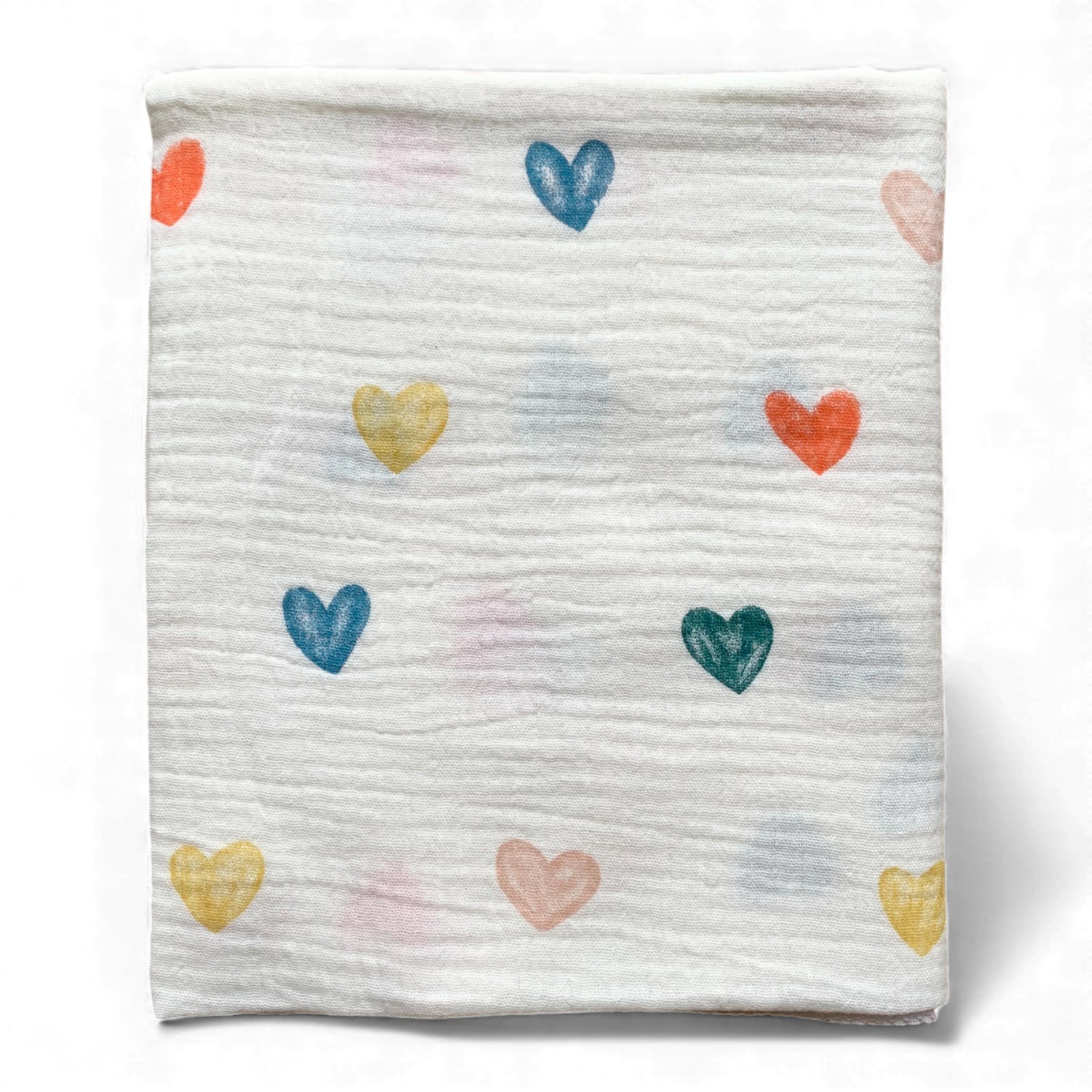 Пелюшка муслінова 90 х 80 см Сердечки різнокольорові