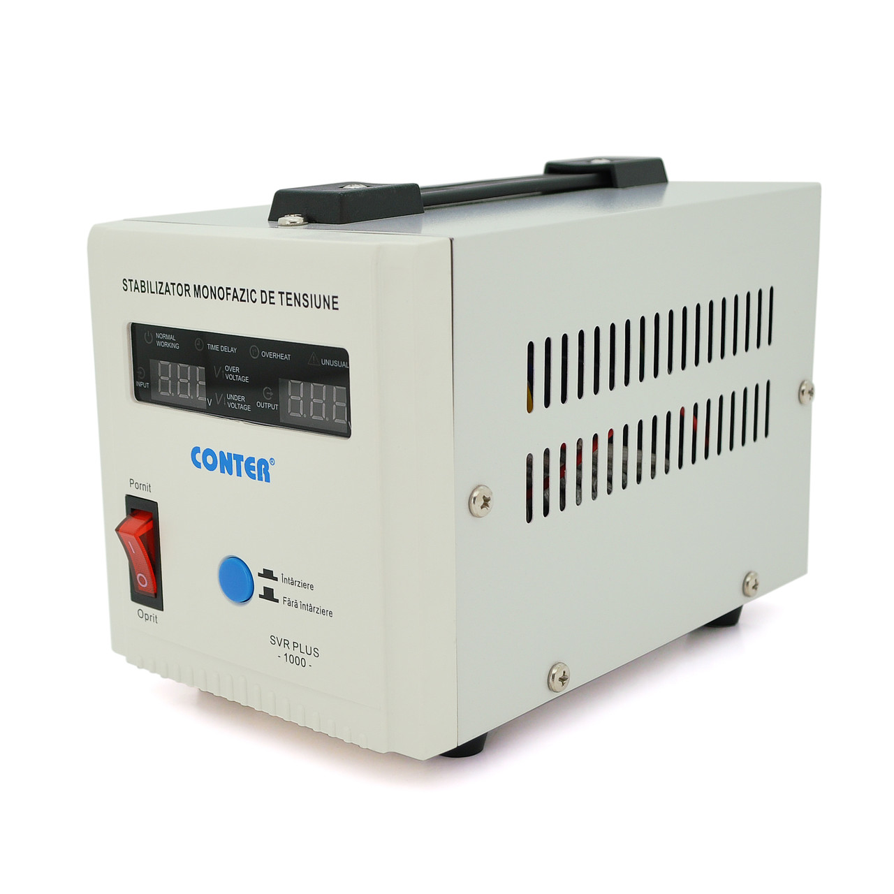 Стабілізатор напруги релейний Conter SVR-PLUS-1000VA/750W 1 фаза, напольного монтажу, LED дисплей,
