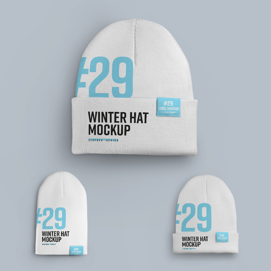 6 Mockups Winter Hat Beanie With Different Lapel