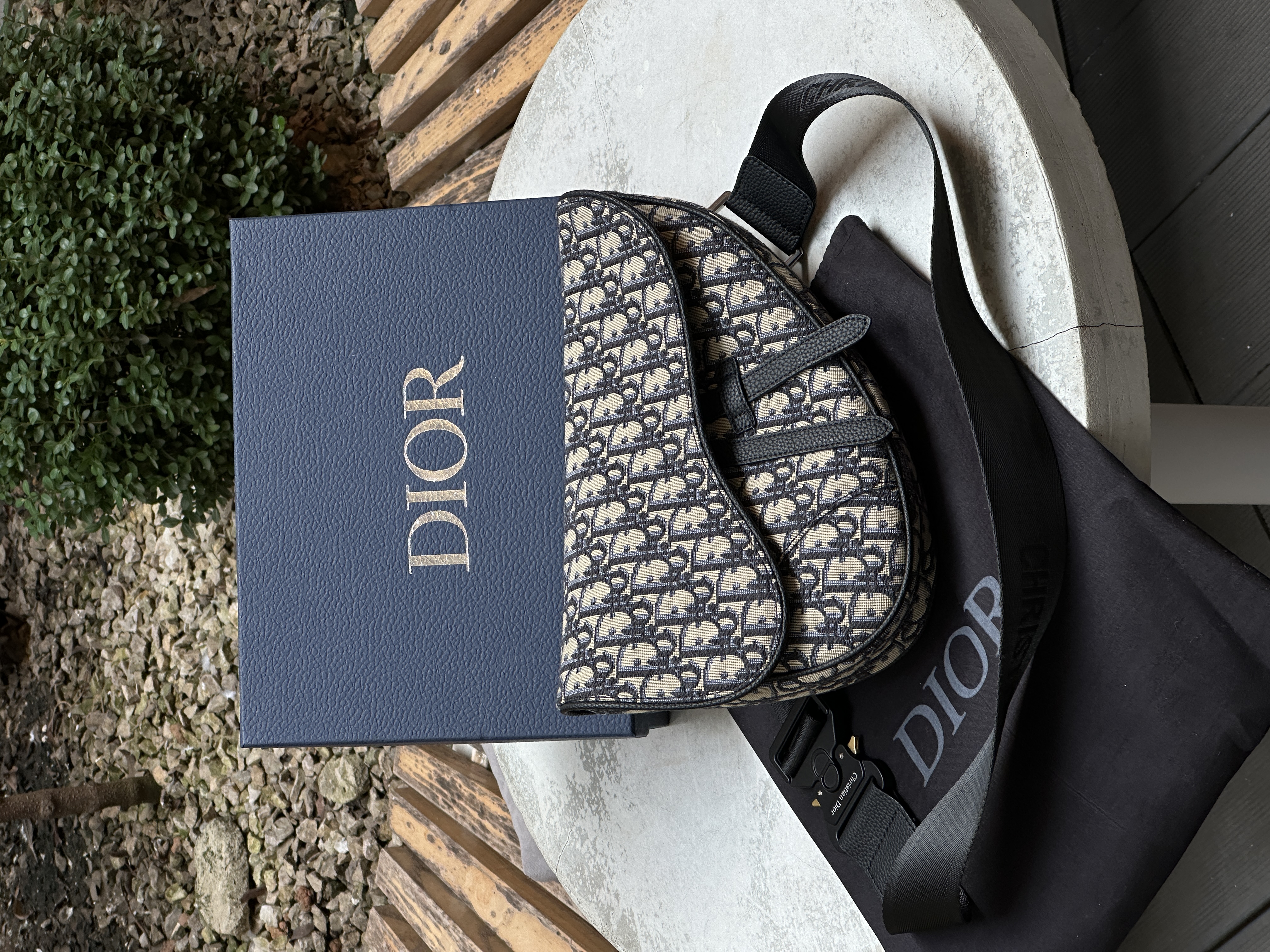 Dior Saddle Bag Blue Dior Oblique Jacquard