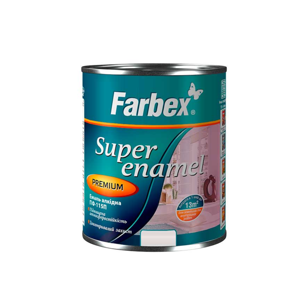 Фарба алкідна Farbex ПФ-115П біла глянцева 0.9 кг