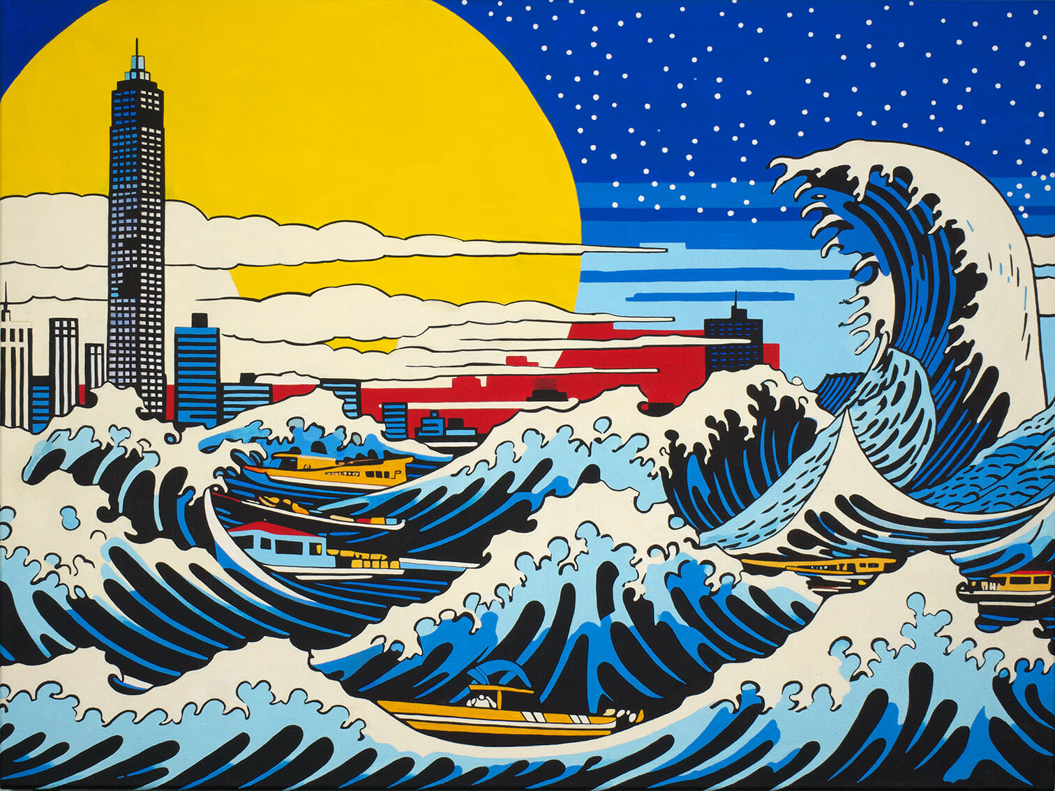 Big Wave in New York, 60x80 cm, original painting on canvas