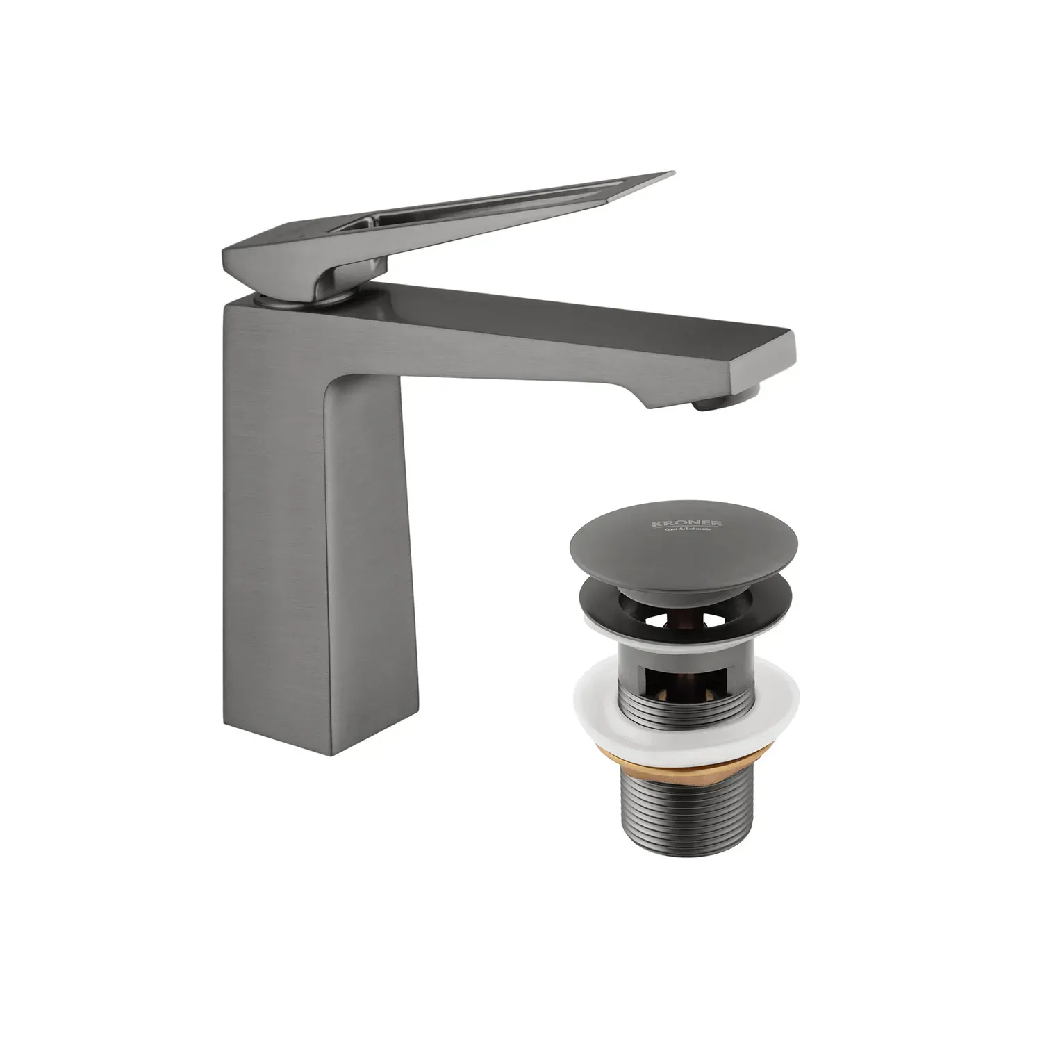 Змішувач для раковини Kroner KRP Ersel GRP0110BV з донним клапаном (чорний)