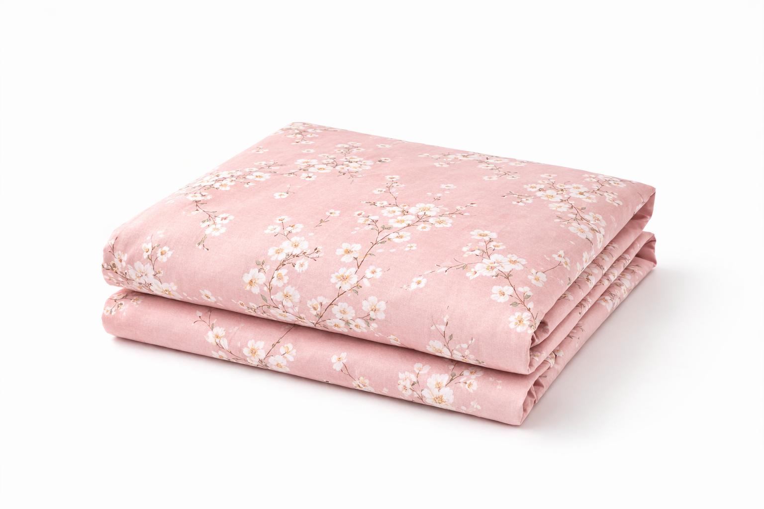 Простирадло ранфорс принт без гумки  "Букети дрібних  квітів на рожевому"