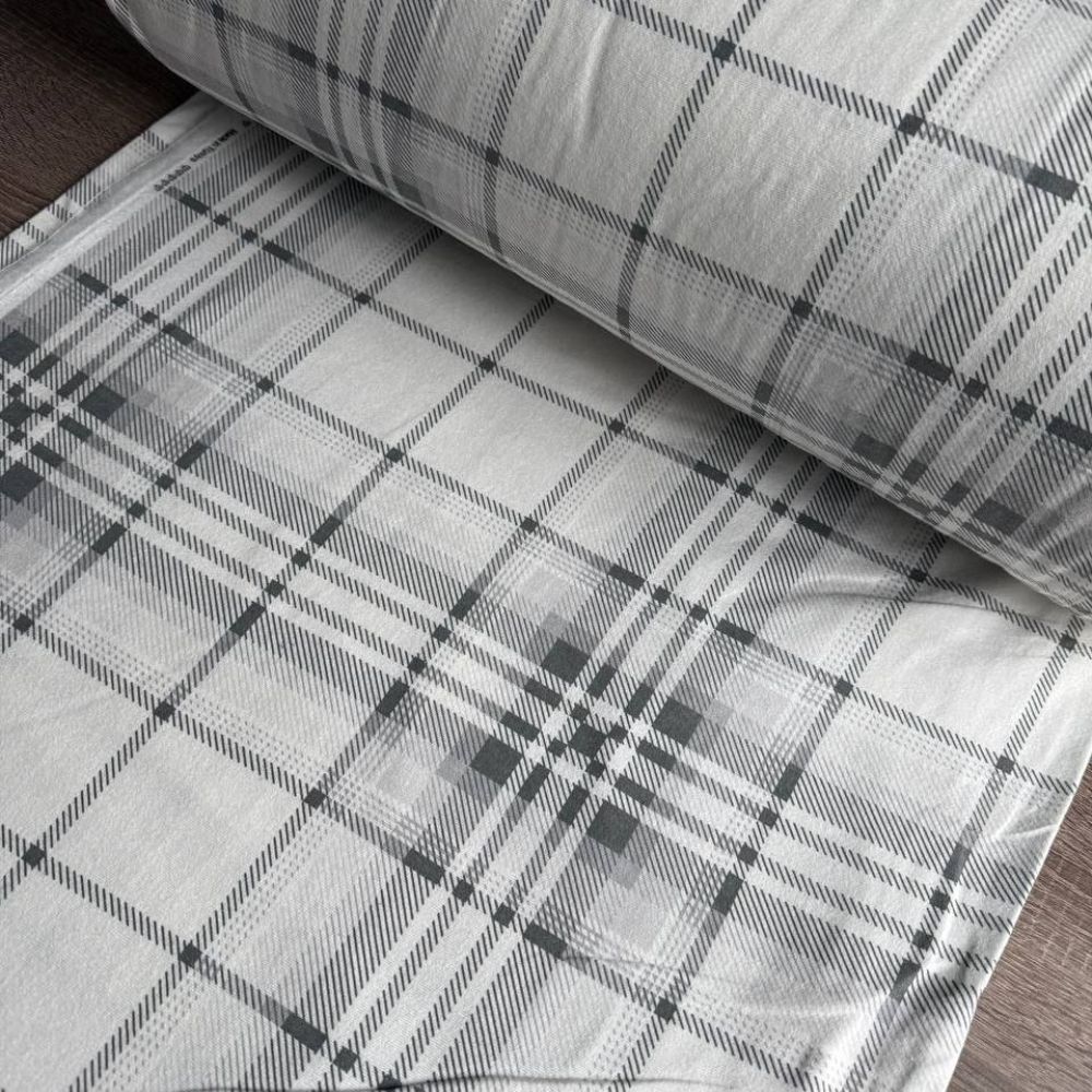 Тканина фланель-Клітина сіро-біла