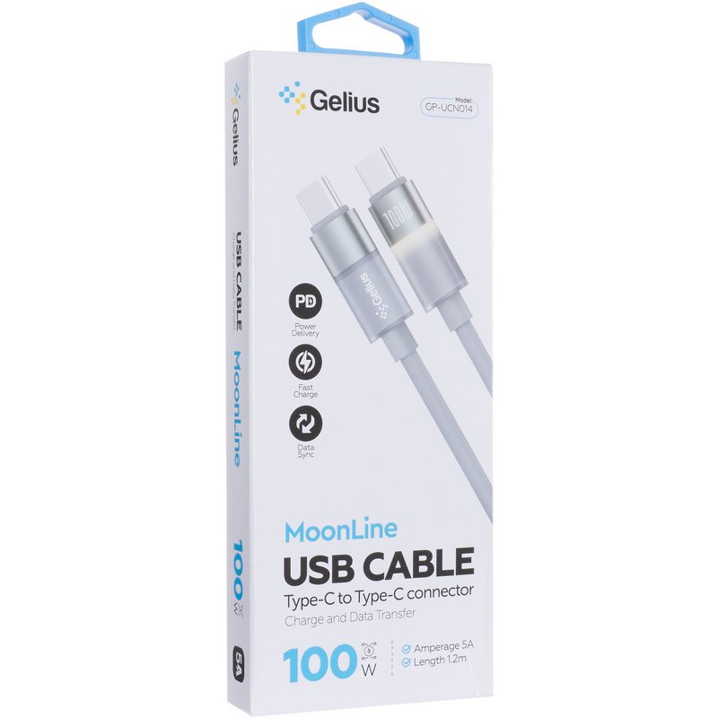 Кабель USB Gelius MoonLine GP-UCN014 Type-C to Type-C (1,2m) (100W) Gray