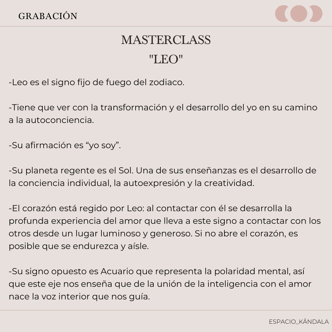 Clase Grabada sobre Leo: Transformación y Autoconciencia con Mariel Ollivier y Roxy Spiders