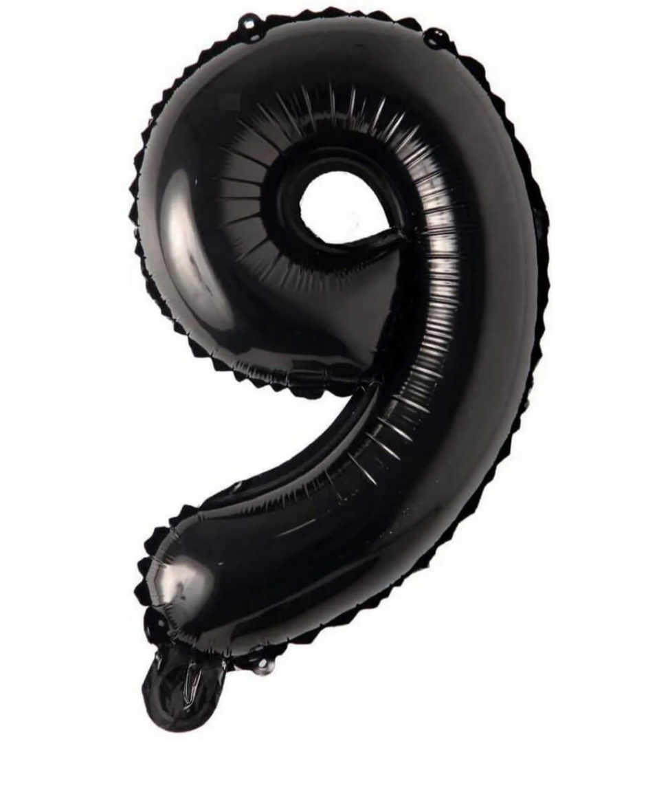 34 inch Number 9 Black Helium Balloon