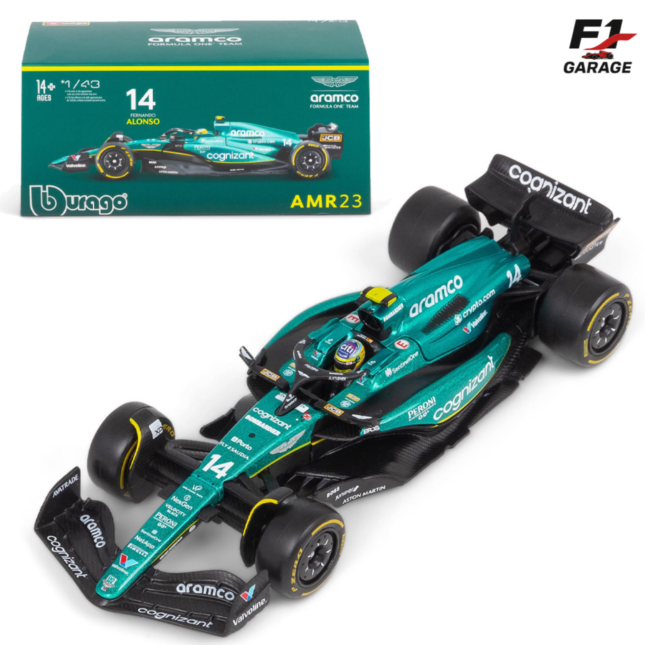 Burago Aston Martin AMR23 Fernando Alonso, 1:43, 2023 з пілотом
