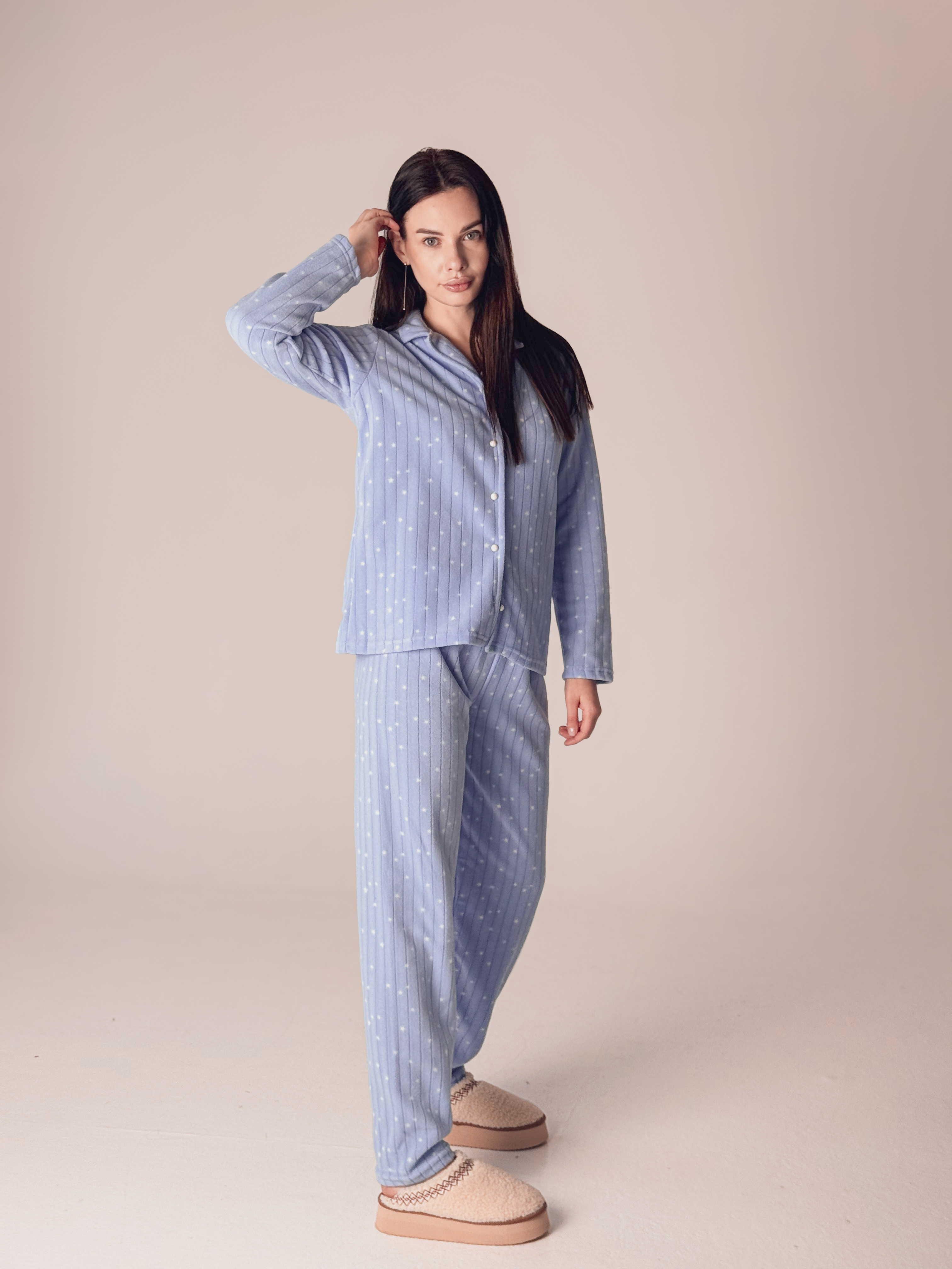 Піжама жіноча з флісу на ґудзиках