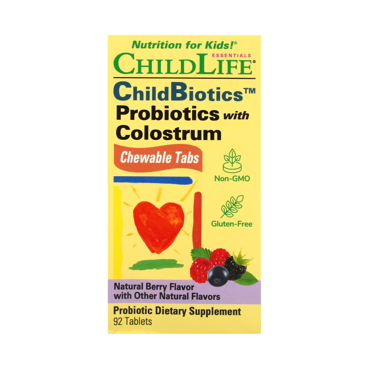 Пробітики для дітей з колострумом, Probiotics with Colostrum Chewable - 90 tabs Natural Berry