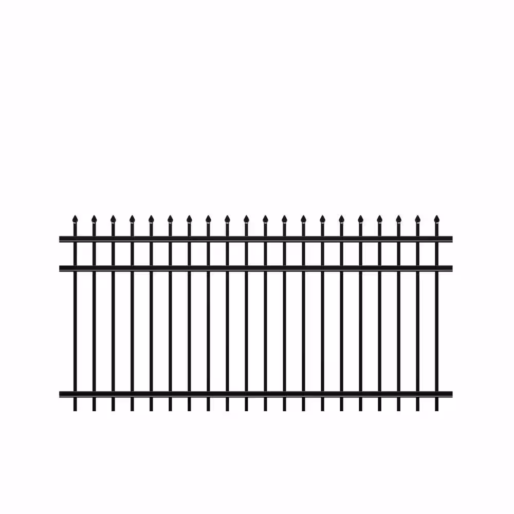 Ornamental Steel Fence | 3 Rail | Pressed point  | 4 'x 8 Feet