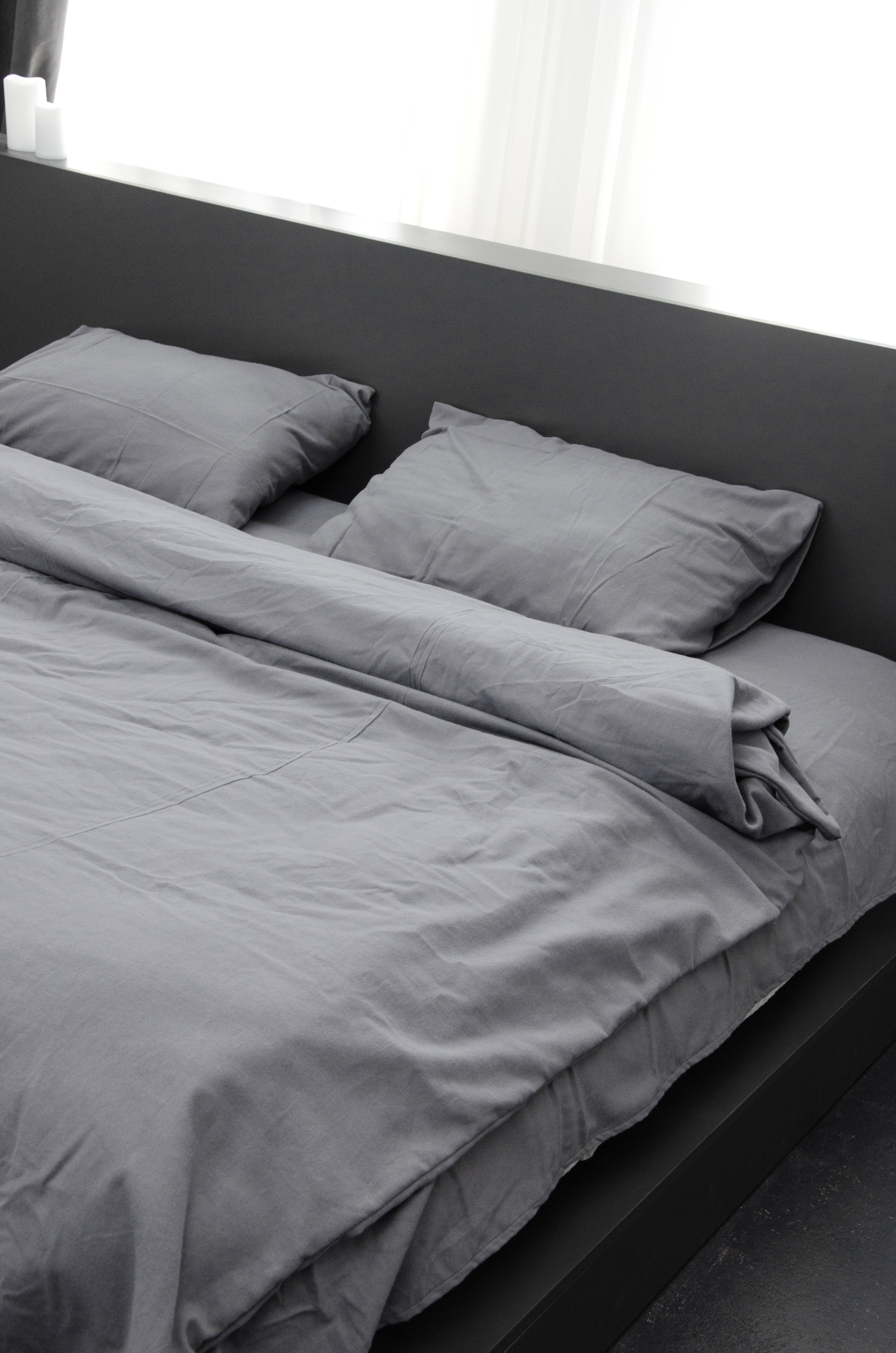 Постільний комплект Фланель преміум Темно сірий однотон