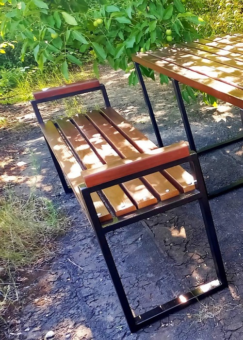 Лавка без спинки з поручнями, лавка для саду, лавка для парку, вулична лавка, лавка Лофт