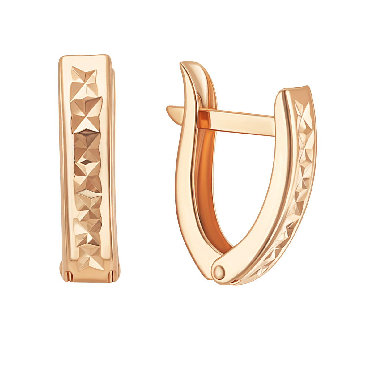 Goldene Ohrringe „Goldene Facetten“ – 585er Rotgold
