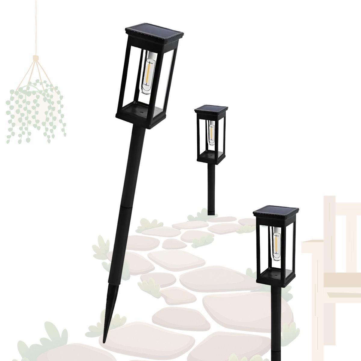 Сонячний садовий світильник Solar Lawn Light Shinedo F245, IP65, тепле світло, до 8 годин роботи