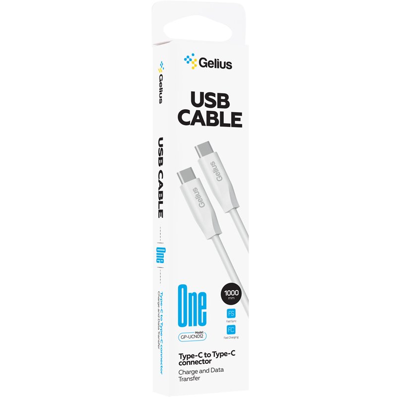 Кабель USB Gelius One GP-UCN012 Type-C to Type-C 3A 60W (1m) White
