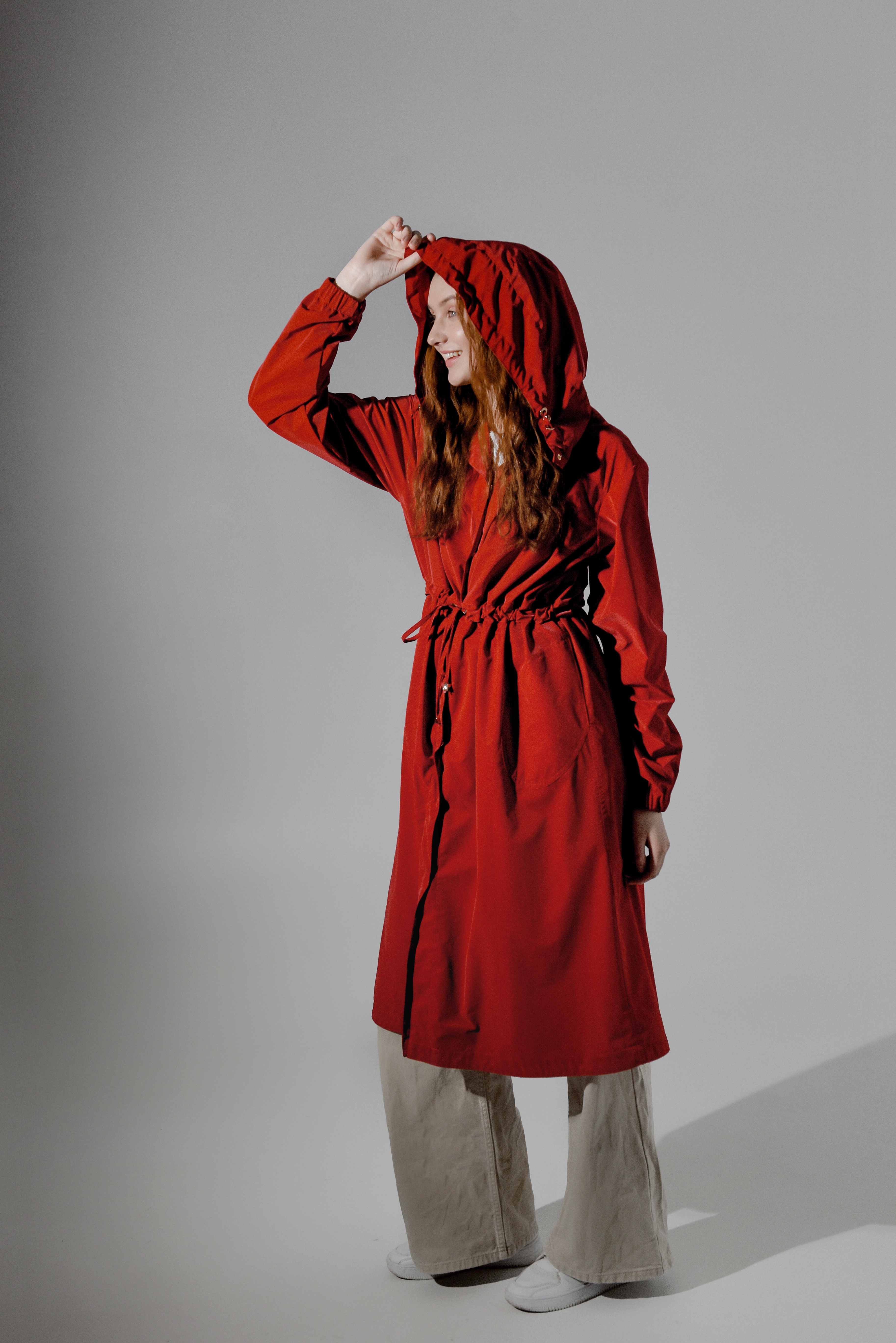 Red Velvet Raincoat