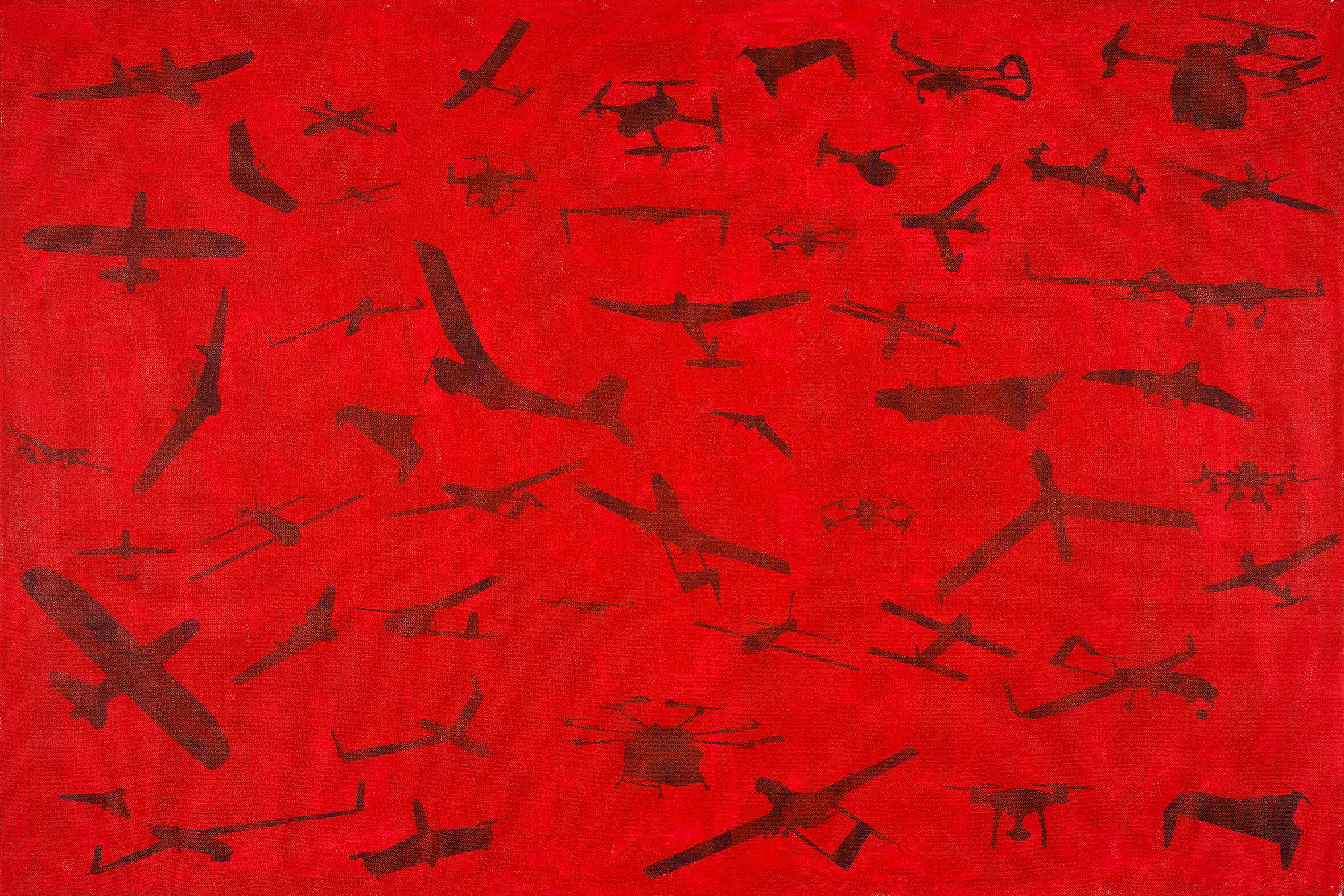 Unmanned aerial vehicle, 80x120 cm, original acrylic painting on canvas
