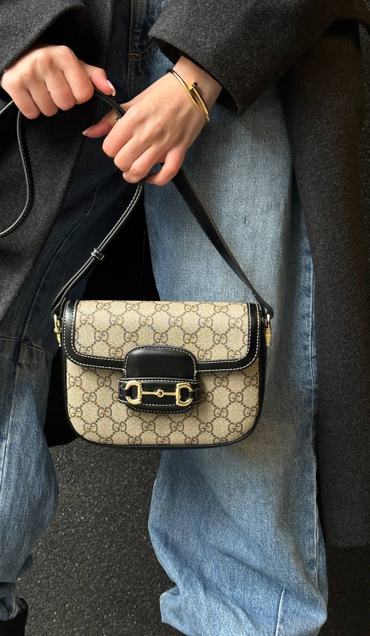 Gucci Horsebit 1955 Mini Bag Beige/Black