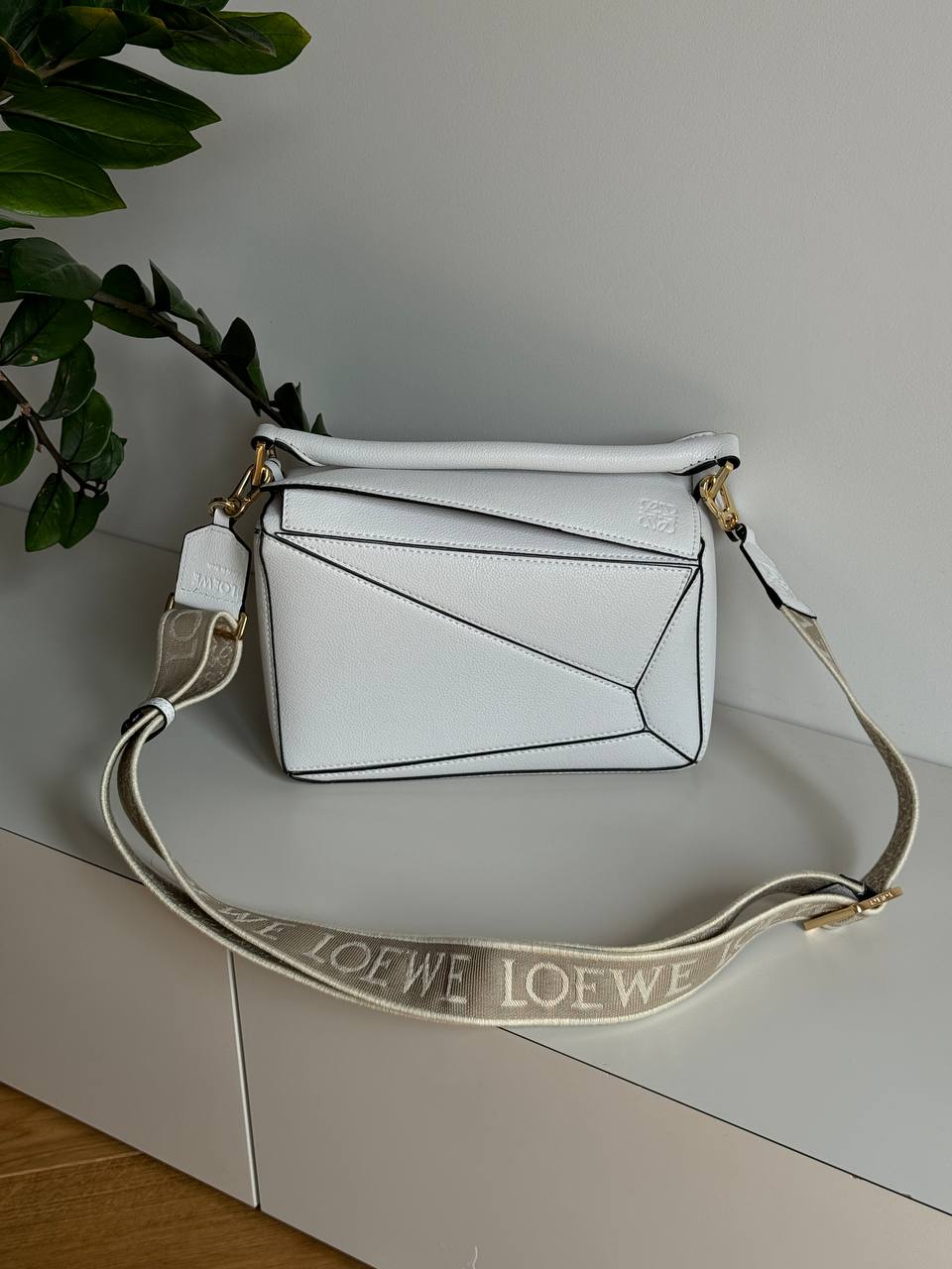 Loewe Small Puzzle Bag in Classic Calfskin White