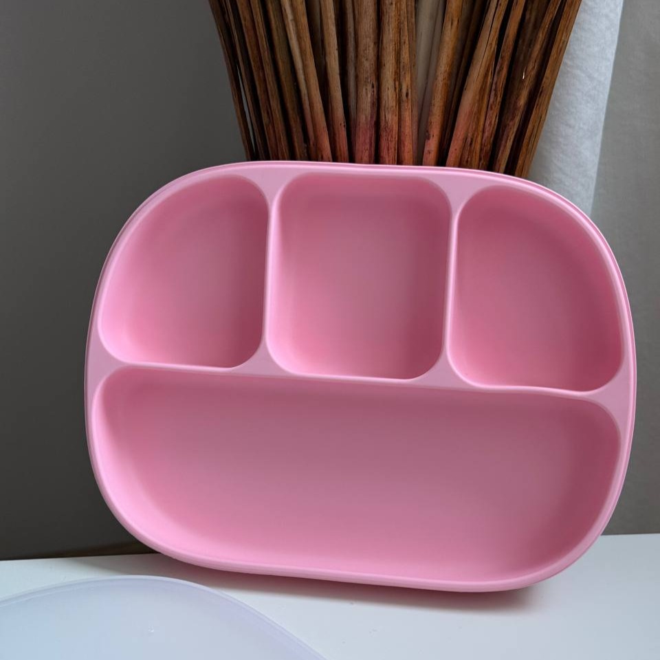Тарілка на присоску на 4 секції Рожевий (Pink)