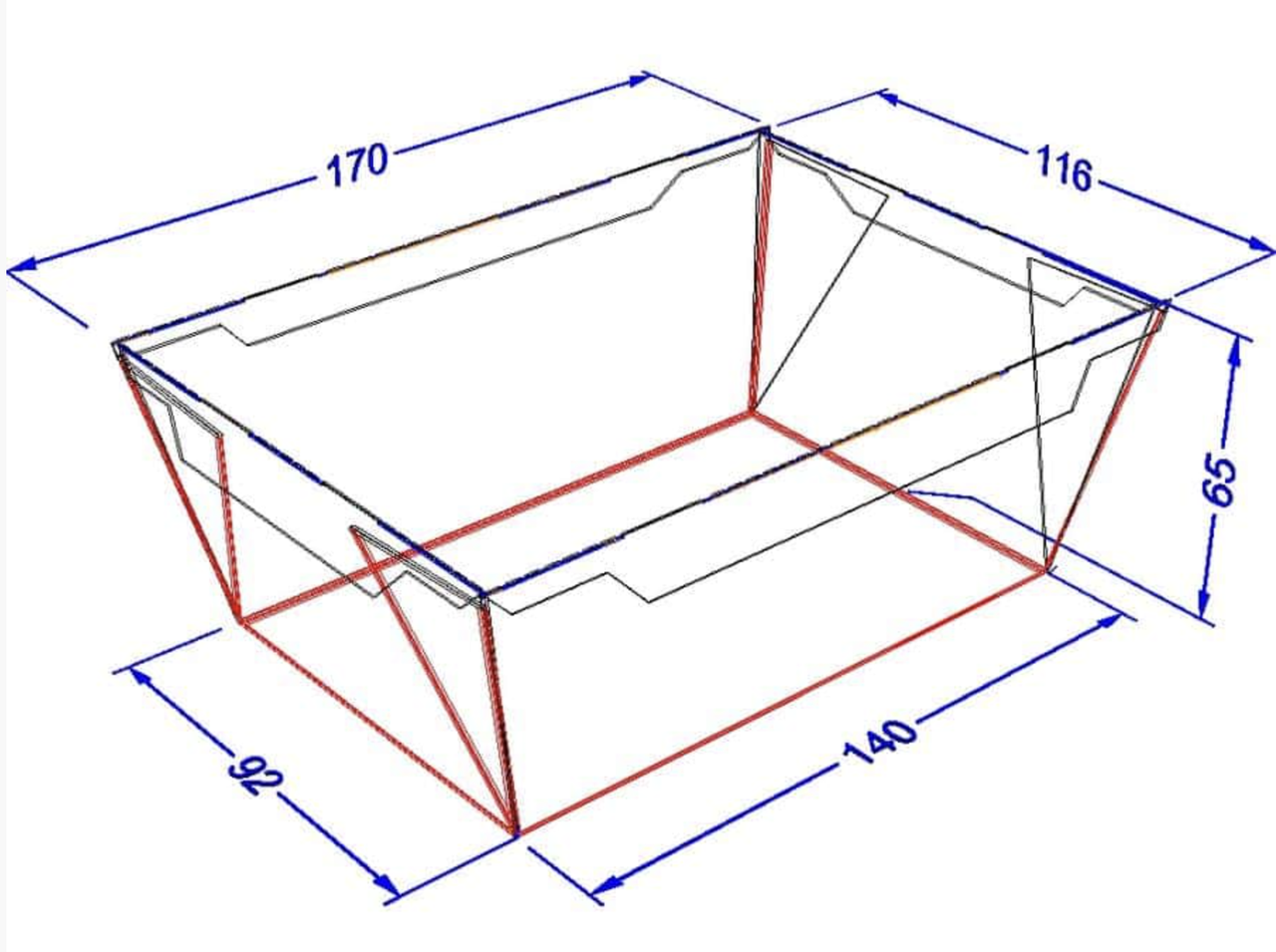 Контейнер для їжі з кришкою MIDI PLUS чорний 900 мл Crystal Box, 50 шт