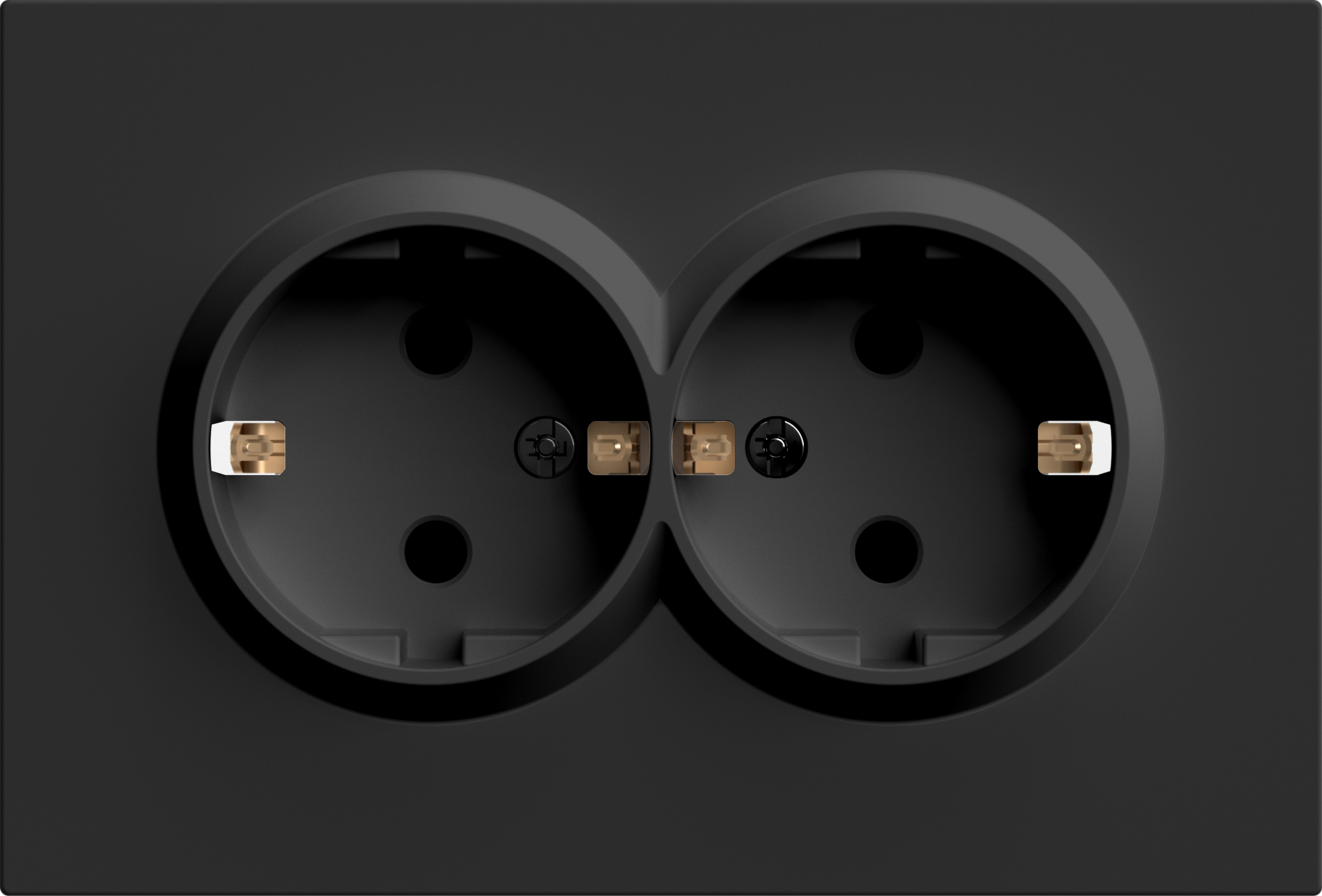 ER122-B розетка подвійна із заземленням чорний 16А Soft