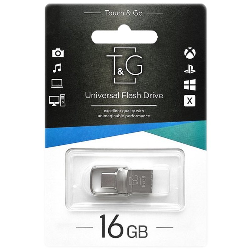 USB флеш накопичувач T&G 104 Metal Series 16Gb USB-A/Type-C