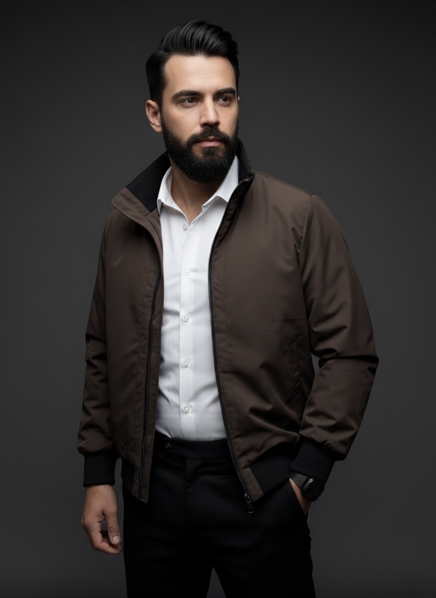 Класична демісезонна чоловіча коричнева куртка