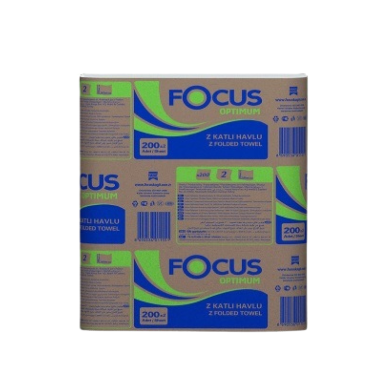 Рушники паперові ОПТОМ FOCUS OPTIMUM, 2-шарові, Z-складання, 200 листів, 240x200 мм, 12 уп/ящ.