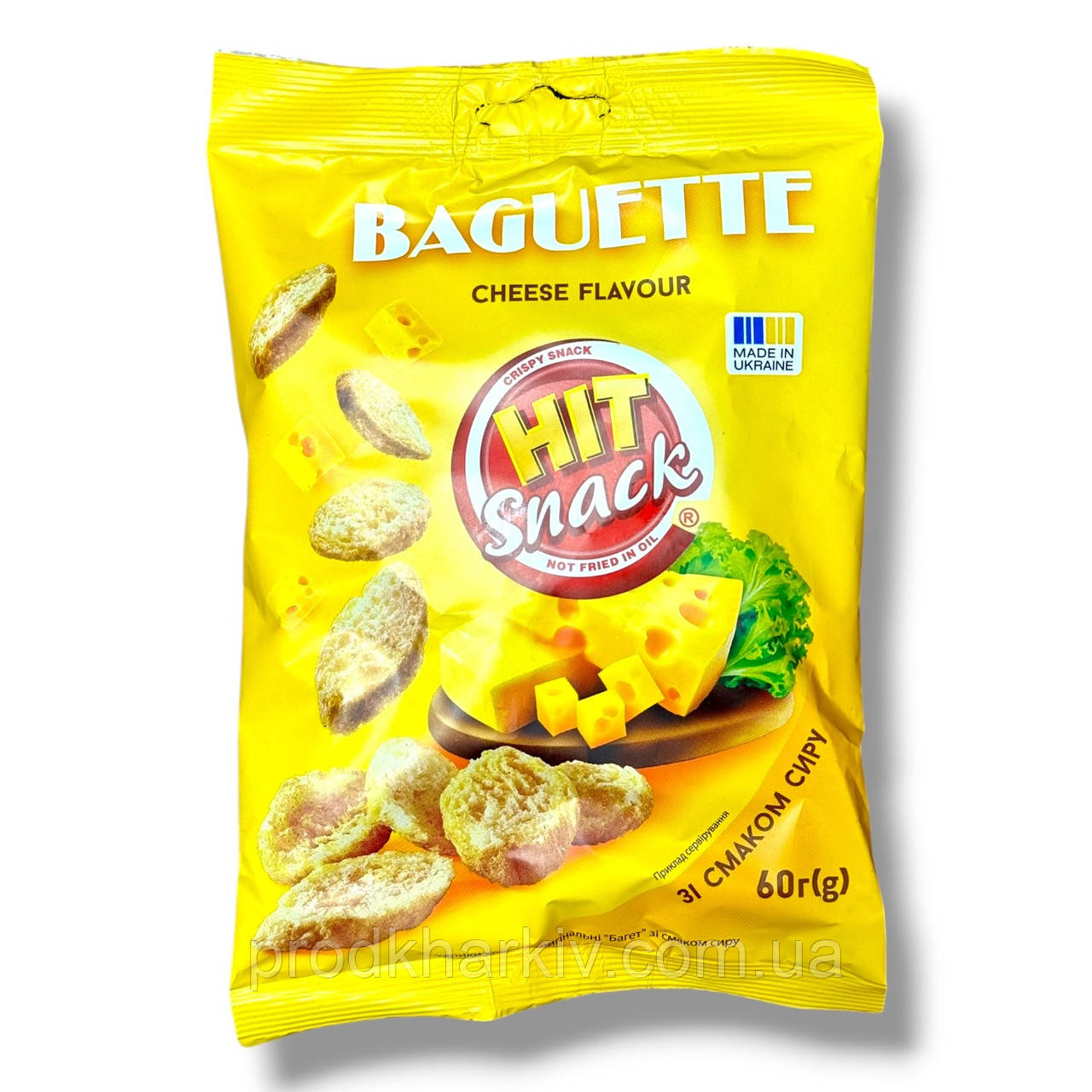 Сухарики багет Hit Snack «Сир» 60 г, хрусткі грінки зі смаком сиру Хіт Снек