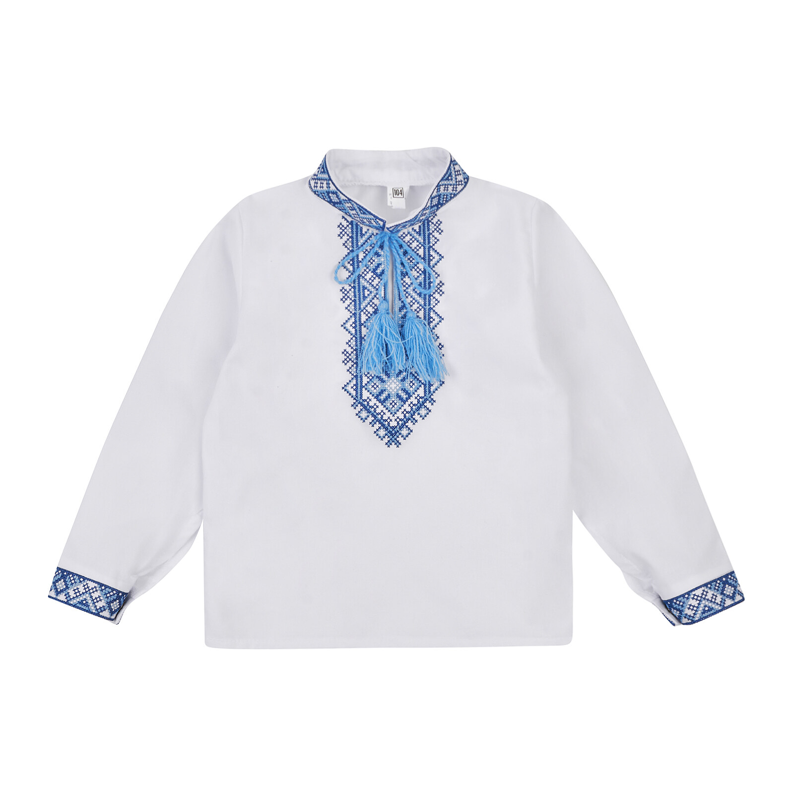 Вишиванка для хлопчика з синьо-блакитною вишивкою Батист