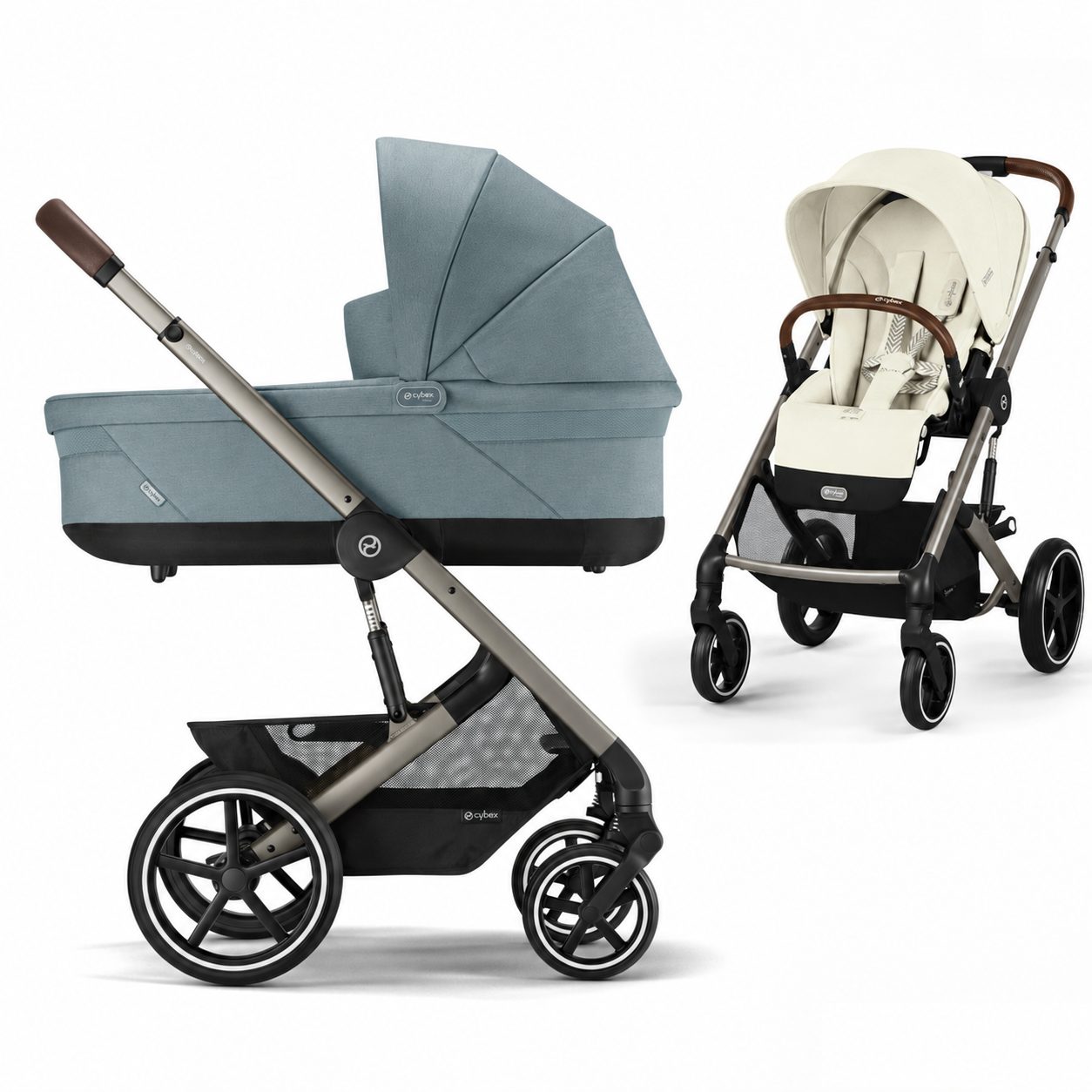 Коляска 2в1 Cybex Balios S Lux Stormy Blue+Seashell Beige