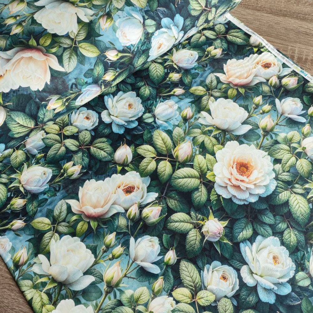 Тканина Ранфорс Digital print - Кущ троянди