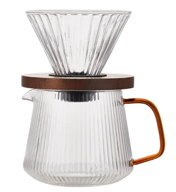 Набір Glass Copper V60 Заварник 600 мл. Пуровер 02 скляний