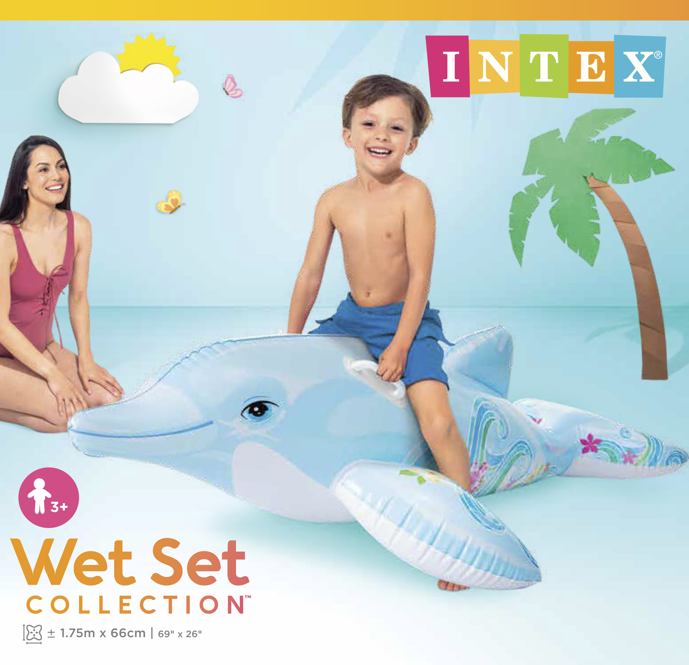 Дитячий надувний пліт для катання Intex 58535, "Дельфін" 175*66 см