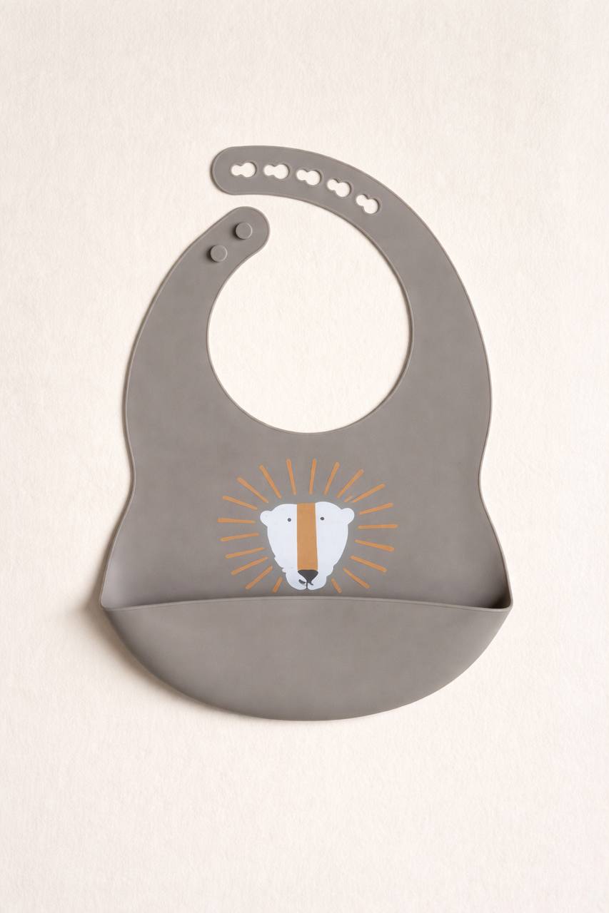 Дитячий силіконовий нагрудник принт "Лев"