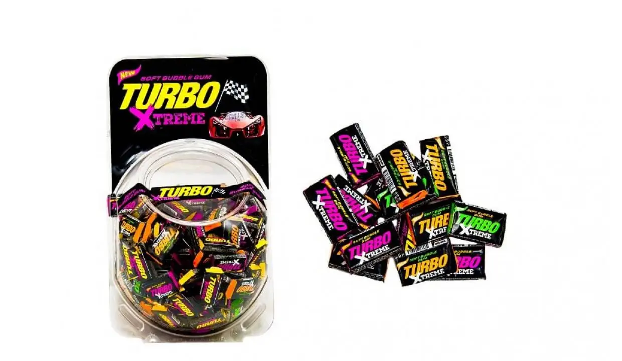 Жувальна гумка Turbo Xtreme з вкладишем в банці