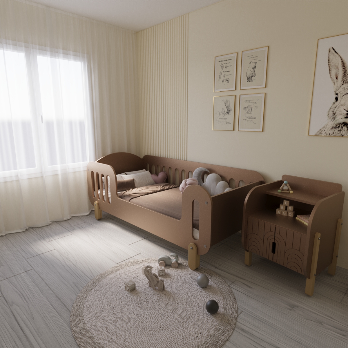 Дитяче ліжко дизайнерське Монтессорі Брунька 190×90 см - Мокко