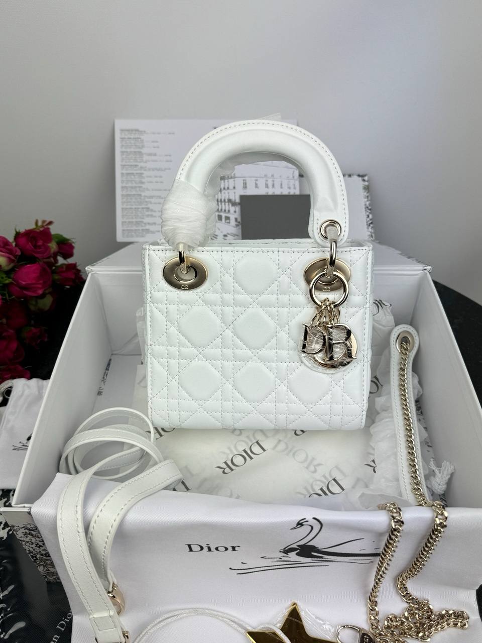 Dior Small Lady Dior My ABCDIOR Bag White