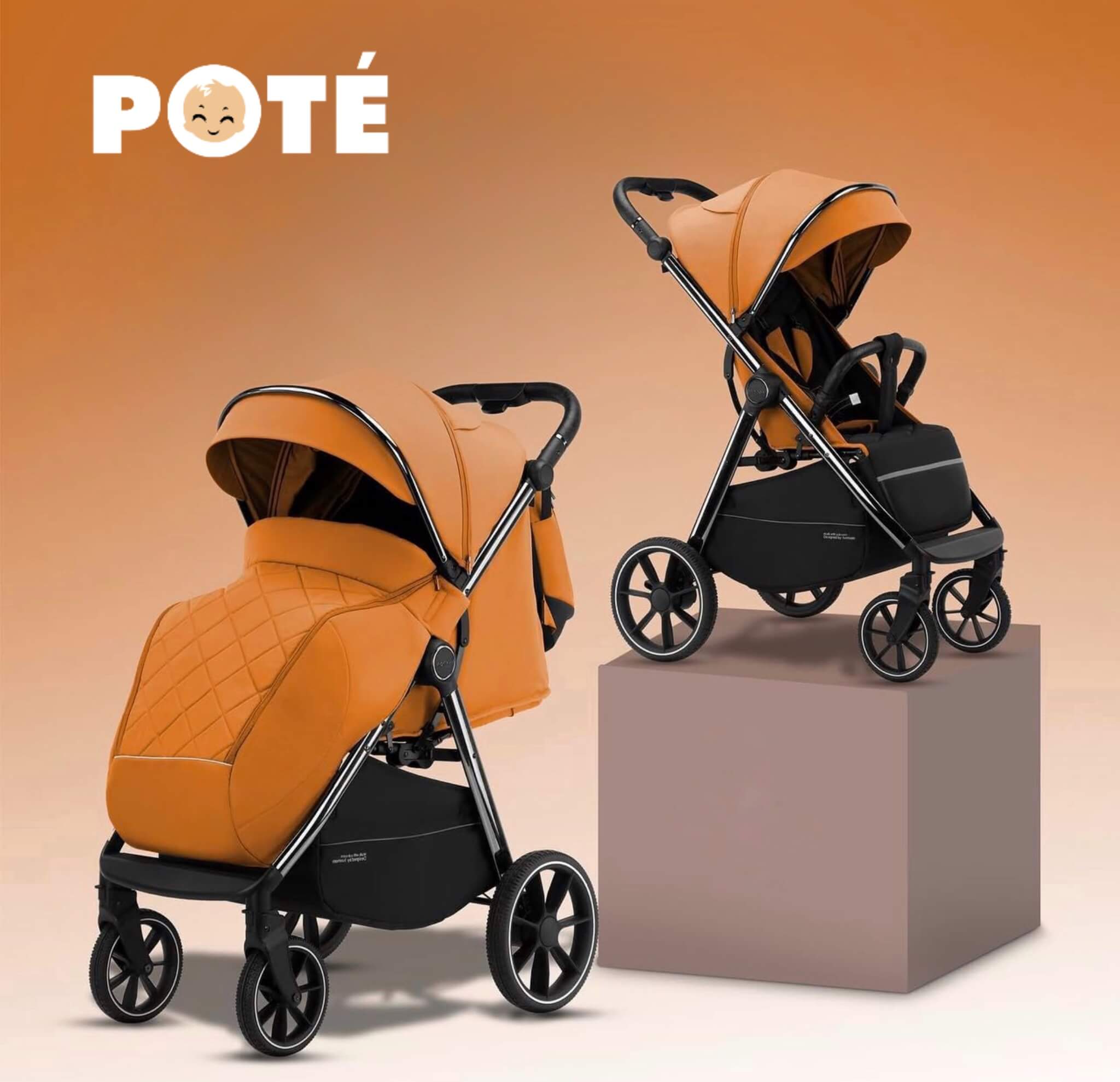 Всесезонна прогулянкова коляска POTÉ LUXMOM помаранчева
