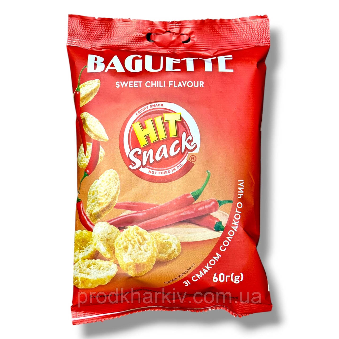 Сухарики багет Hit Snack «Солодкий Чилі» 60 г, хрусткі грінки зі смаком сиру Хіт Снек