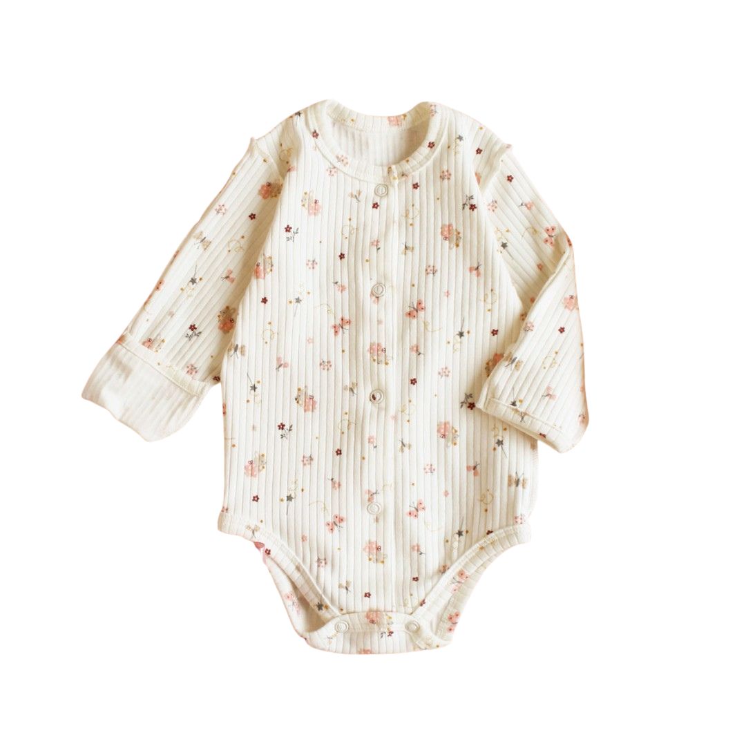 Дитячий боді для немовлят з рукавами царапками в рубчик