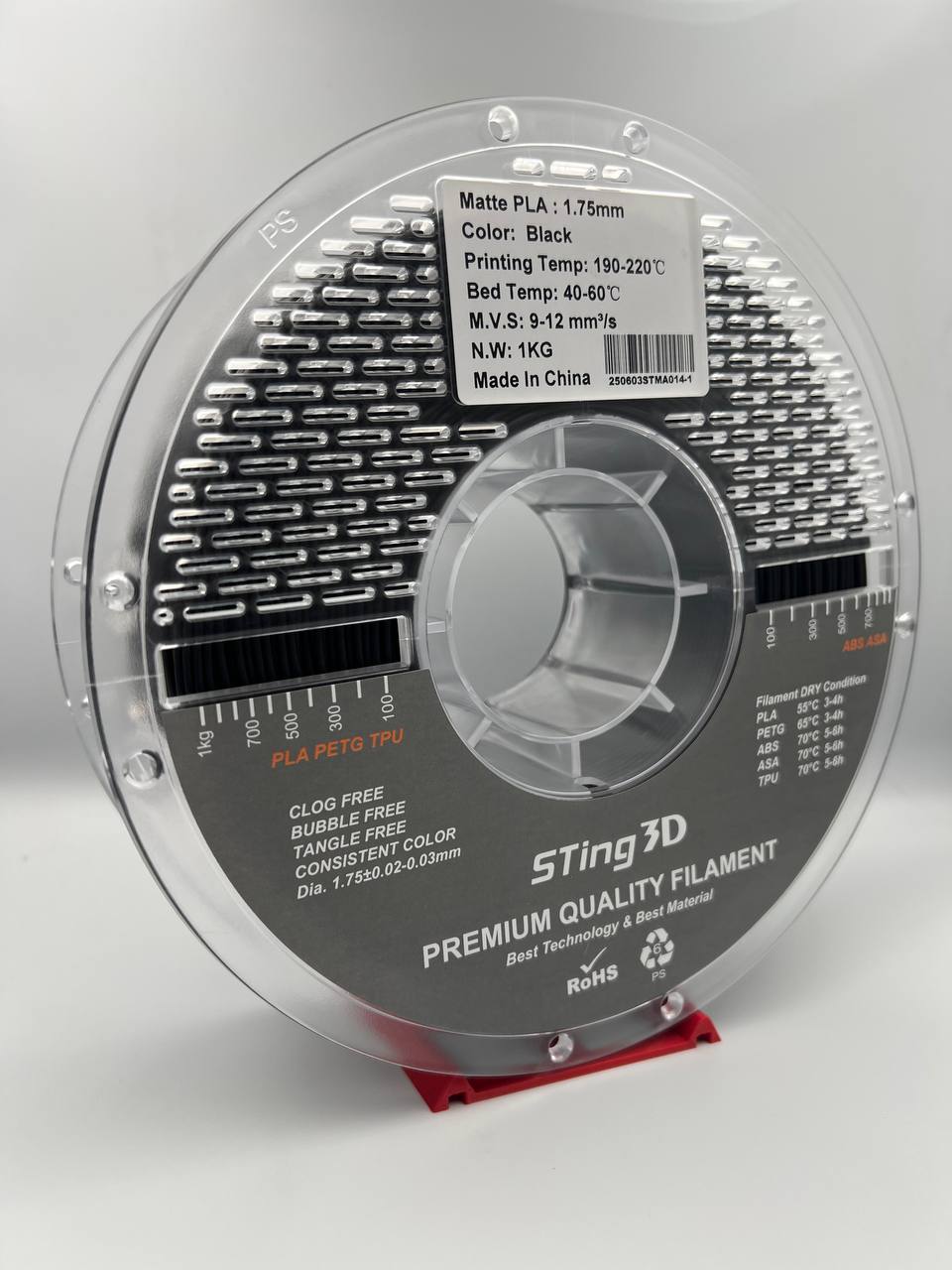 Matte PLA Чорний 1.75 mm 1кг