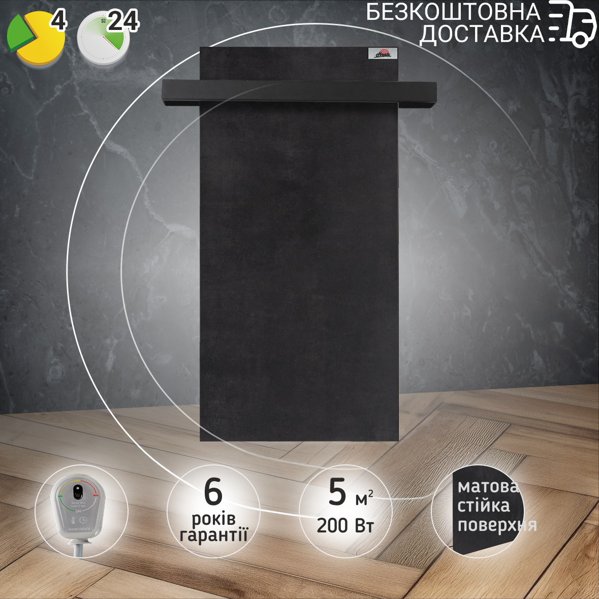 Рушникосушка Heats 200 Anthracite з терморегулятором на вилці