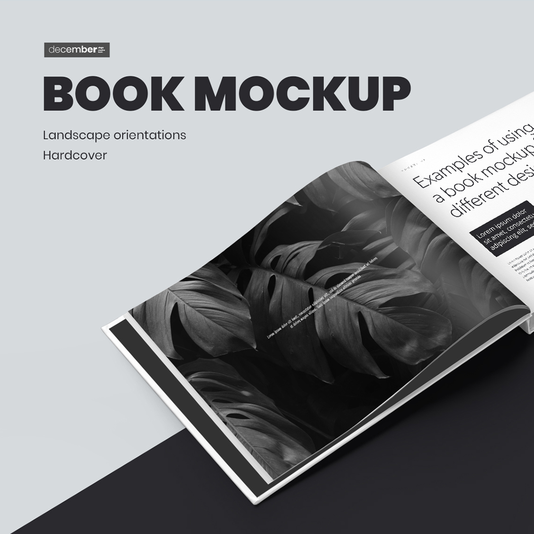 8 Book Mockups Hard Cover Landscape