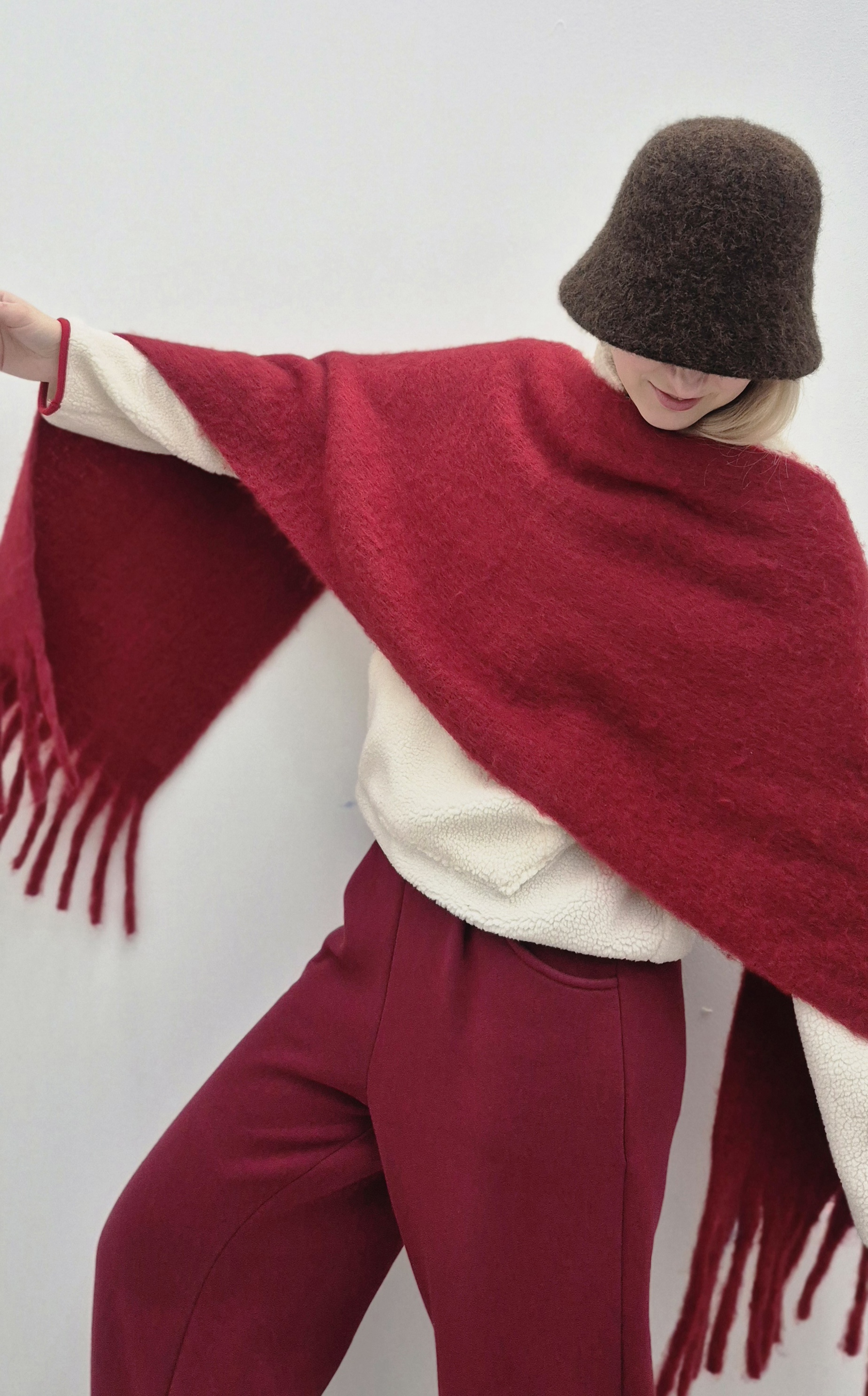 Шарф об'ємний бордо